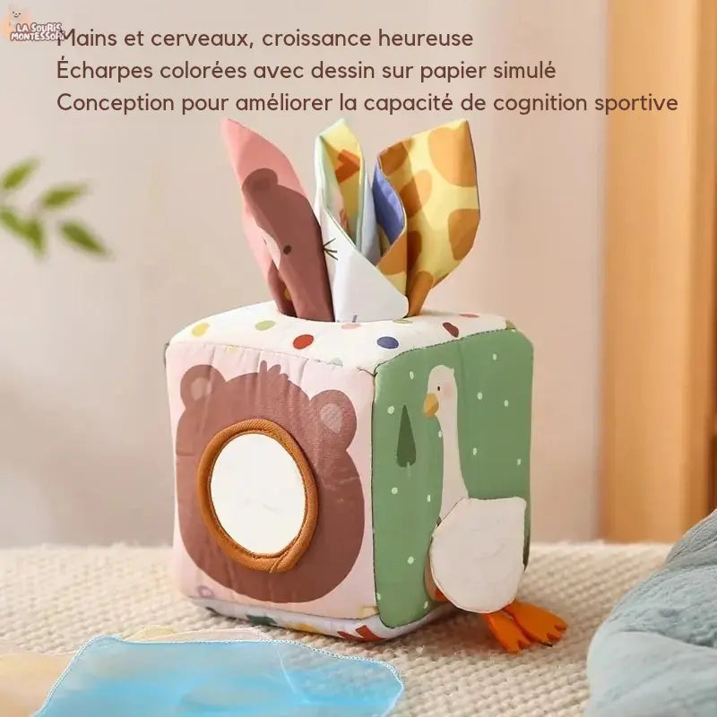 Boîte à Mouchoirs Montessori Magique – Jouet Sensoriel et Éducatif pour Bébé La Souris Montessori