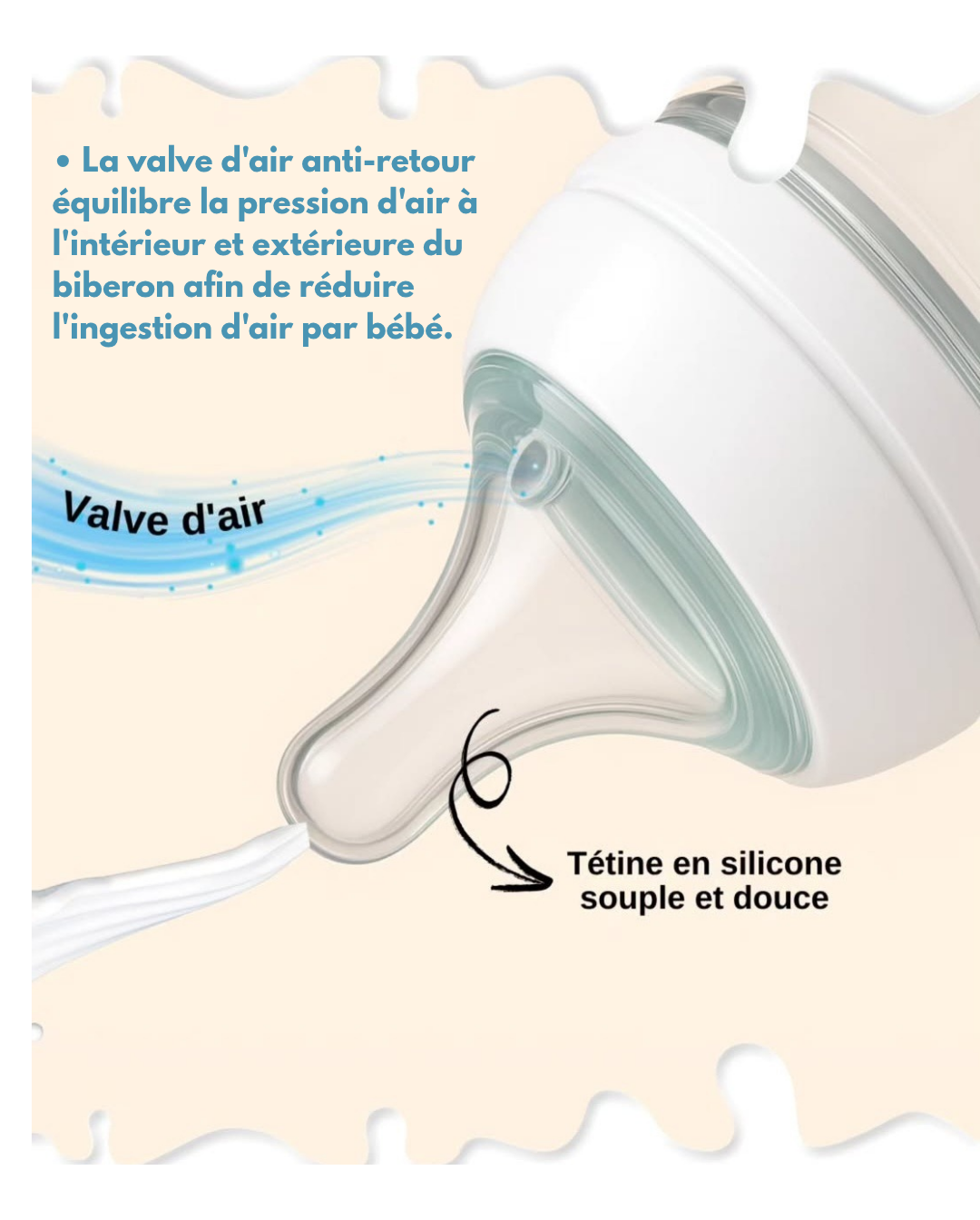 Biberon anti-colique en verre La Souris Montessori