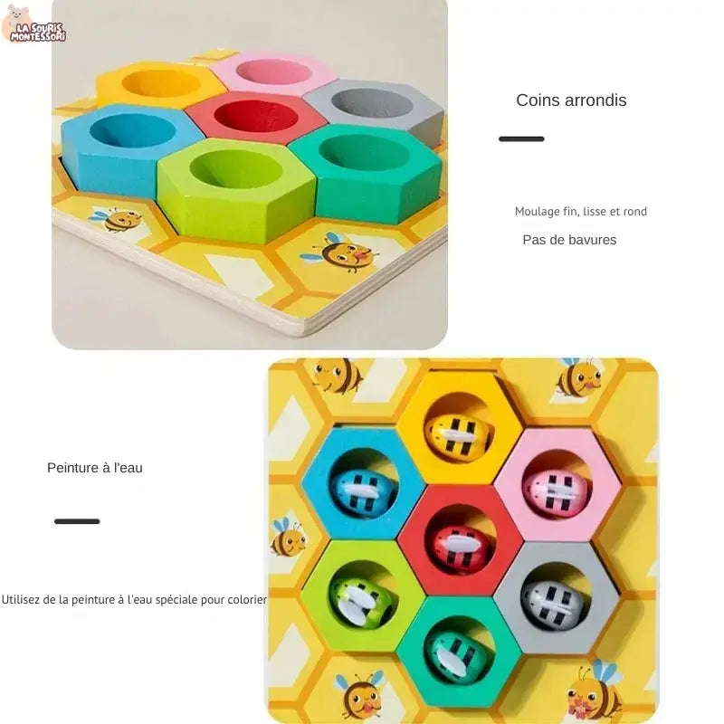 Jeu Montessori Attrape-Abeilles – Jouet Éducatif pour Concentration, Logique et Motricité Fine La Souris Montessori