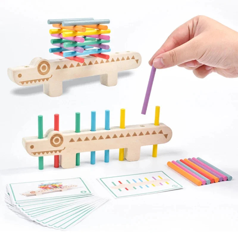 Montessori Color Matching Sensory Toys Wooden Balance Stick Fine Training Game Puzzle Toy For Boys Girls Birthday Christmas Gift La Souris Montessori