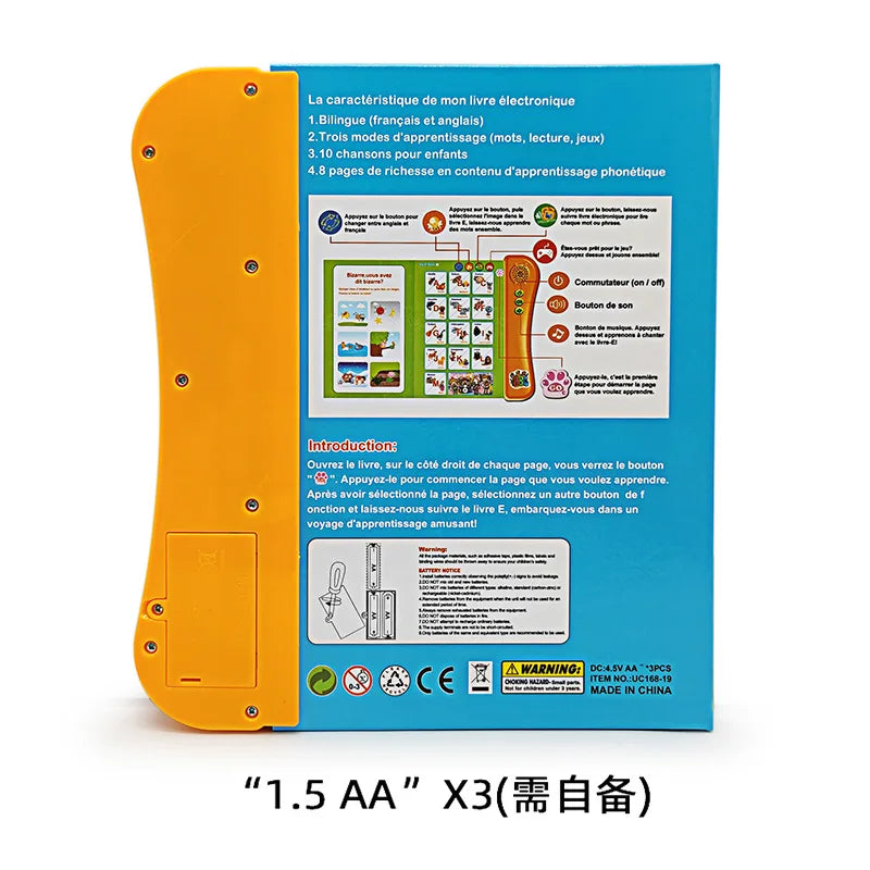 French and English Bilingual Finger Reading Children's Voice Book Intelligent Learning Toys French E-book Early Education Tool La Souris Montessori