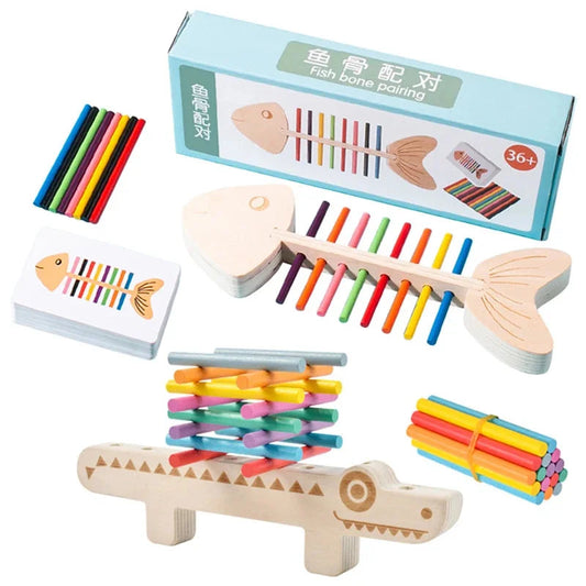 Montessori Color Matching Sensory Toys Wooden Balance Stick Fine Training Game Puzzle Toy For Boys Girls Birthday Christmas Gift La Souris Montessori