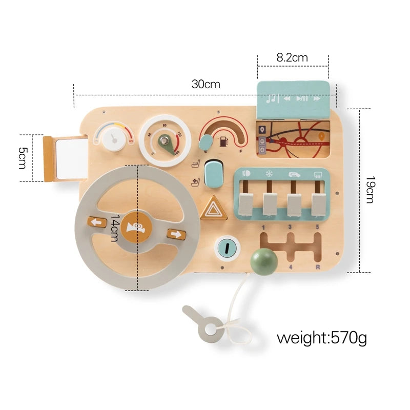 Baby Wooden Montessori Toys Steering Wheel Busy Board Wooden Sensory Toys for Toddlers Preschool Travel Learning Activities La Souris Montessori