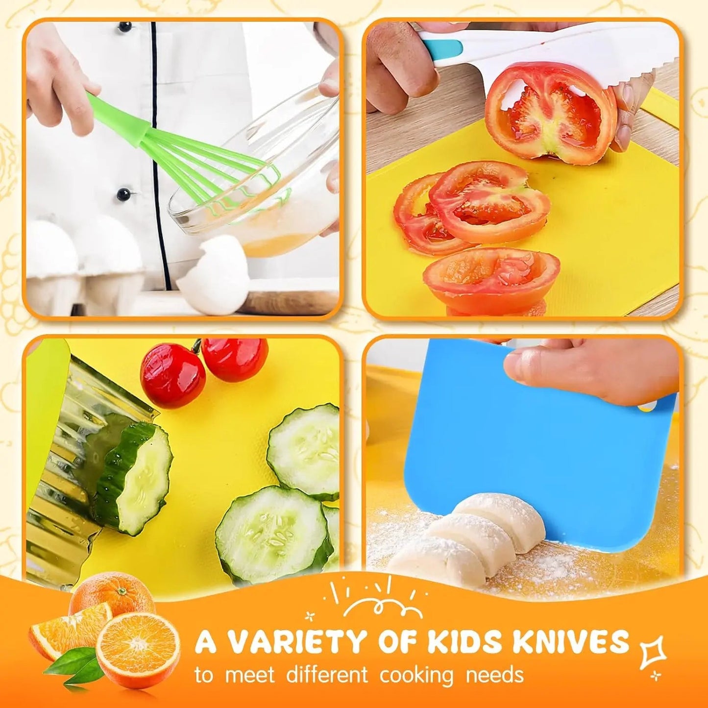 17PCS Kids Cooking sets Real Cooking Montessori Kitchen Tools for Toddlers Kids Safe Knives for 2/3/4/5/6/7/8 Year Old La Souris Montessori