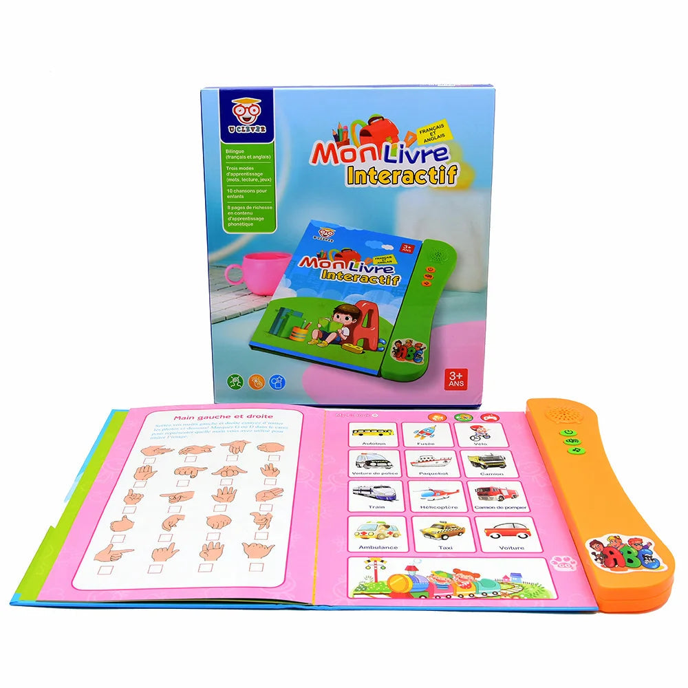 French and English Bilingual Finger Reading Children's Voice Book Intelligent Learning Toys French E-book Early Education Tool La Souris Montessori