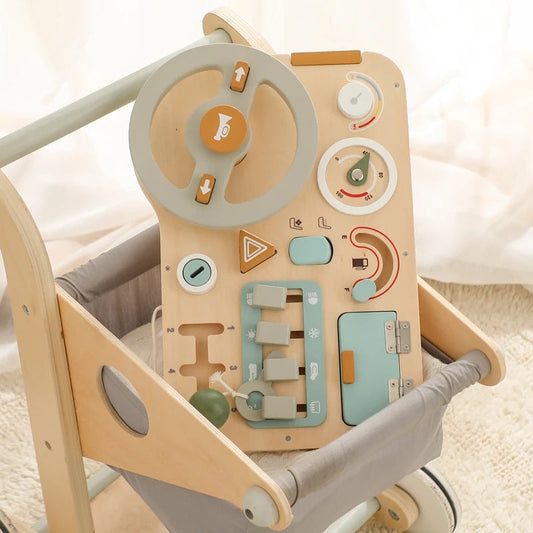 Baby Wooden Montessori Toys Steering Wheel Busy Board Wooden Sensory Toys for Toddlers Preschool Travel Learning Activities La Souris Montessori