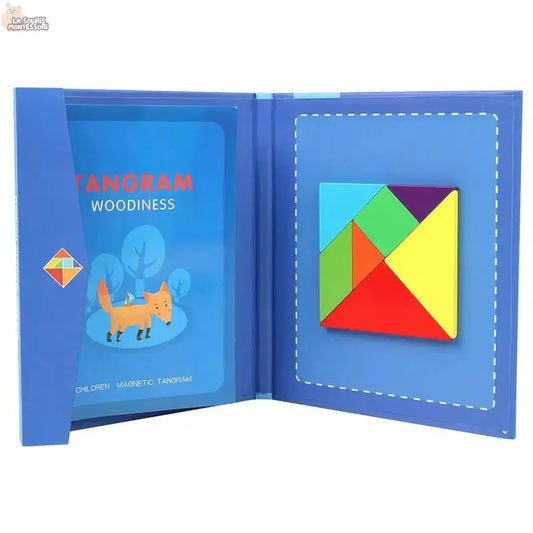 Wooden Jigsaw Magnetic Tangram Puzzle Book Educational Toys For Children Baby Kid Portable Montessori Learning Intelligence La Souris Montessori