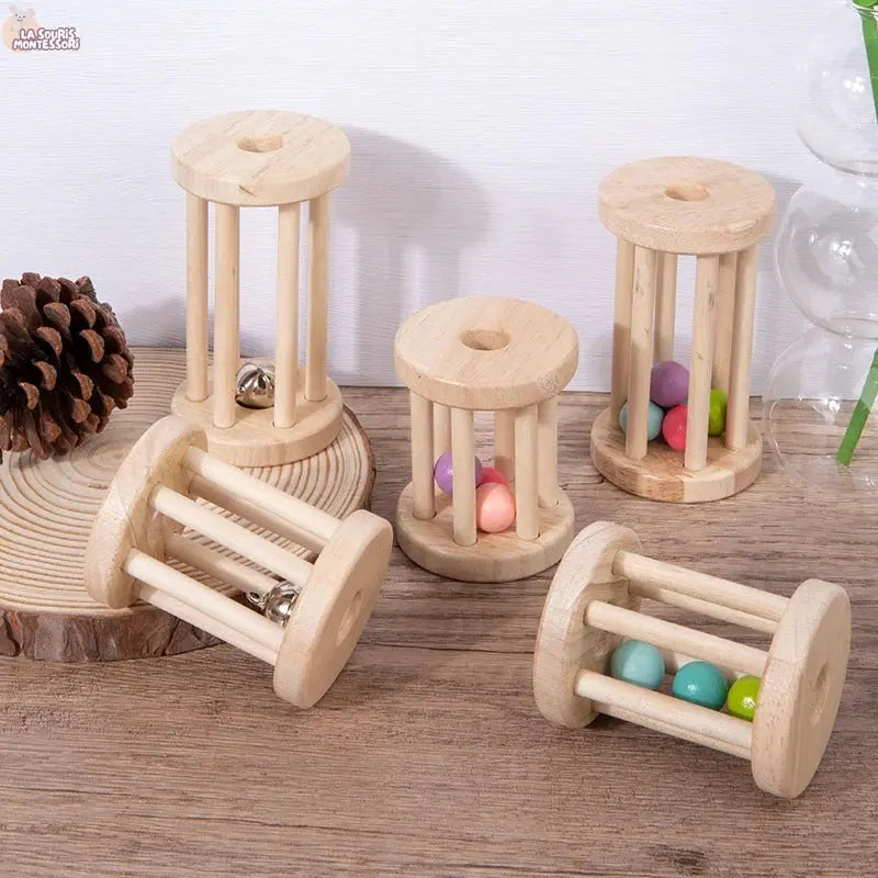 Baby Music Toy Wood Rolling Cage Bell Coloful Rattles & Mobiles Early Developmental Sound Infant & Toddler Musical Toys Boy Girl La Souris Montessori