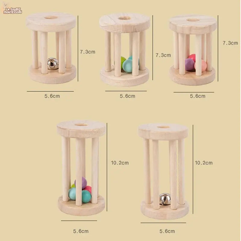 Baby Music Toy Wood Rolling Cage Bell Coloful Rattles & Mobiles Early Developmental Sound Infant & Toddler Musical Toys Boy Girl La Souris Montessori