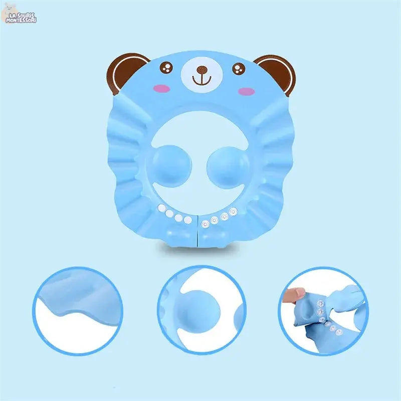 Baby Shower Soft Cap Adjustable Hair Wash Hat for Kids Ear Protection Safe Children Shampoo Bathing Shower Protect Head Cover La Souris Montessori