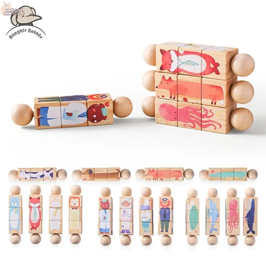 Baby Wooden Rotating Jigsaw Puzzle Hand bell Toy Baby Mobile Musical Rattle Toy Montessori Puzzle Game For Babies Newbaby Gift La Souris Montessori