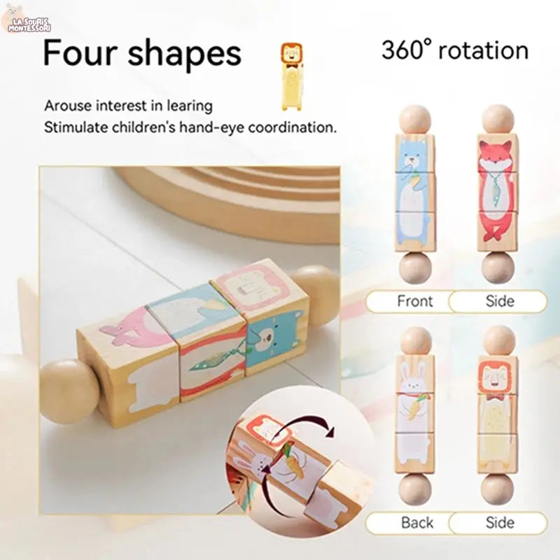 Baby Wooden Rotating Jigsaw Puzzle Hand bell Toy Baby Mobile Musical Rattle Toy Montessori Puzzle Game For Babies Newbaby Gift La Souris Montessori