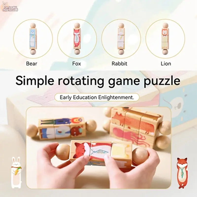 Baby Wooden Rotating Jigsaw Puzzle Hand bell Toy Baby Mobile Musical Rattle Toy Montessori Puzzle Game For Babies Newbaby Gift La Souris Montessori