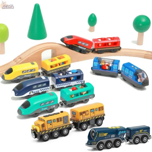 Electric Train Set Toys Model Train Electric Car Fit For Wooden Railway Wood Train Track Christmas Gift For Children La Souris Montessori