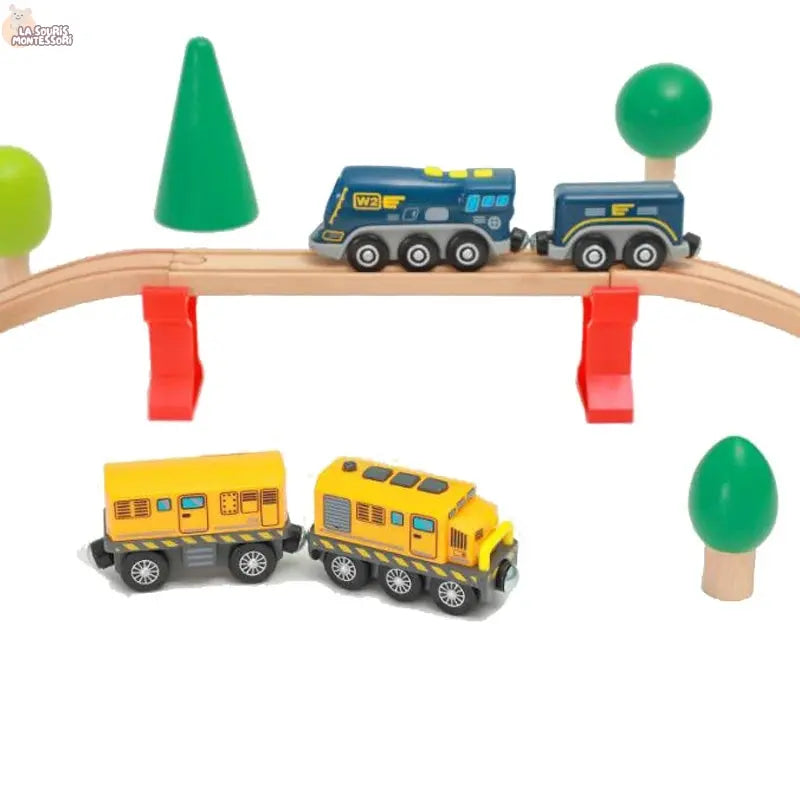 Electric Train Set Toys Model Train Electric Car Fit For Wooden Railway Wood Train Track Christmas Gift For Children La Souris Montessori