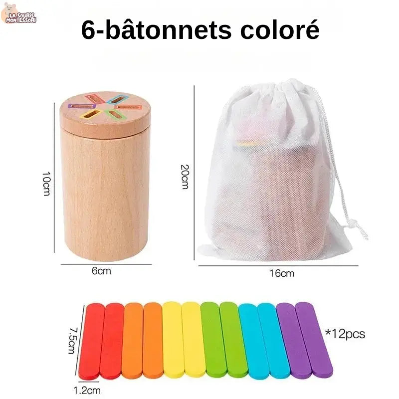 Jeu de Tri Montessori en Bois – Apprentissage des Couleurs et Développement de la Motricité La Souris Montessori