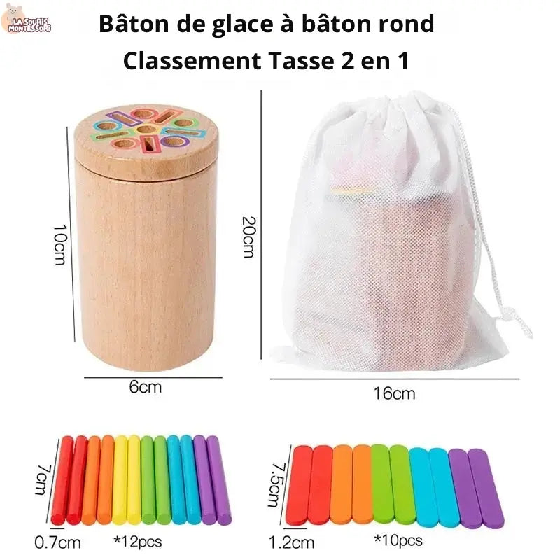 Jeu de Tri Montessori en Bois – Apprentissage des Couleurs et Développement de la Motricité La Souris Montessori