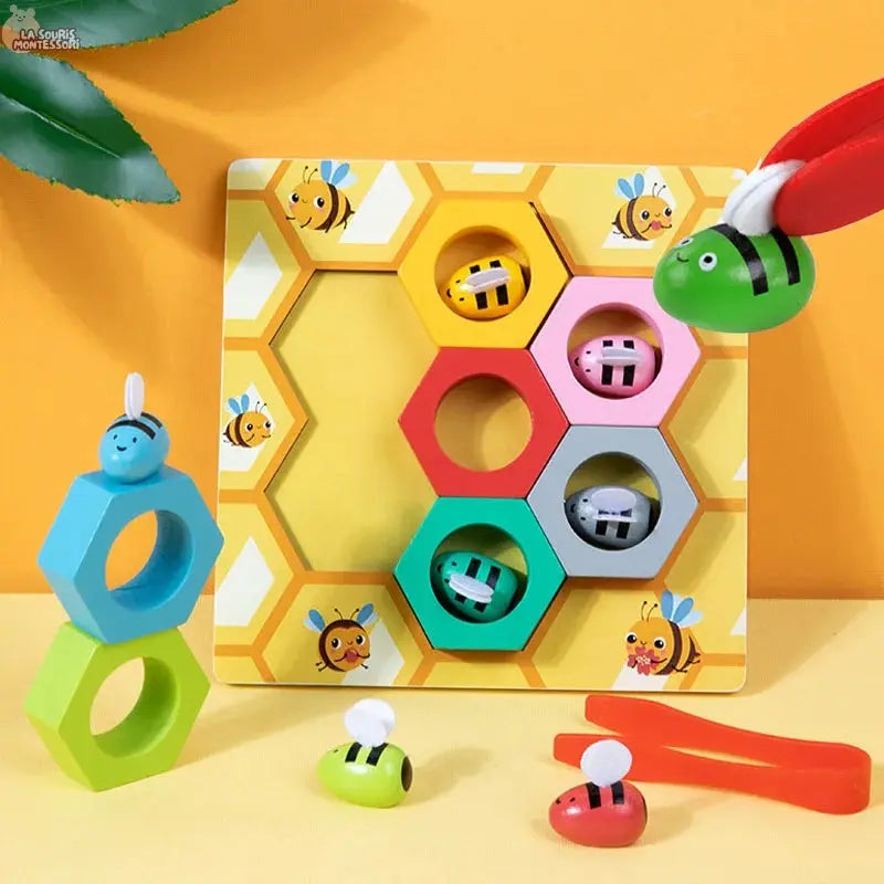 Montessori Bee Trap Game Clip Beads Children Logic Concentration Fine Motor Training Game Teaching Aids Educational Toy for Kids La Souris Montessori