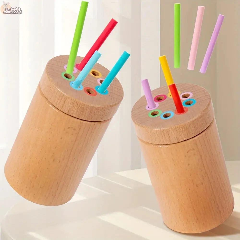 Montessori Wooden Learning Color Sorting Toys for Toddlers Fine Motor Sensory Developmental Matching Games Busy Board Toys La Souris Montessori