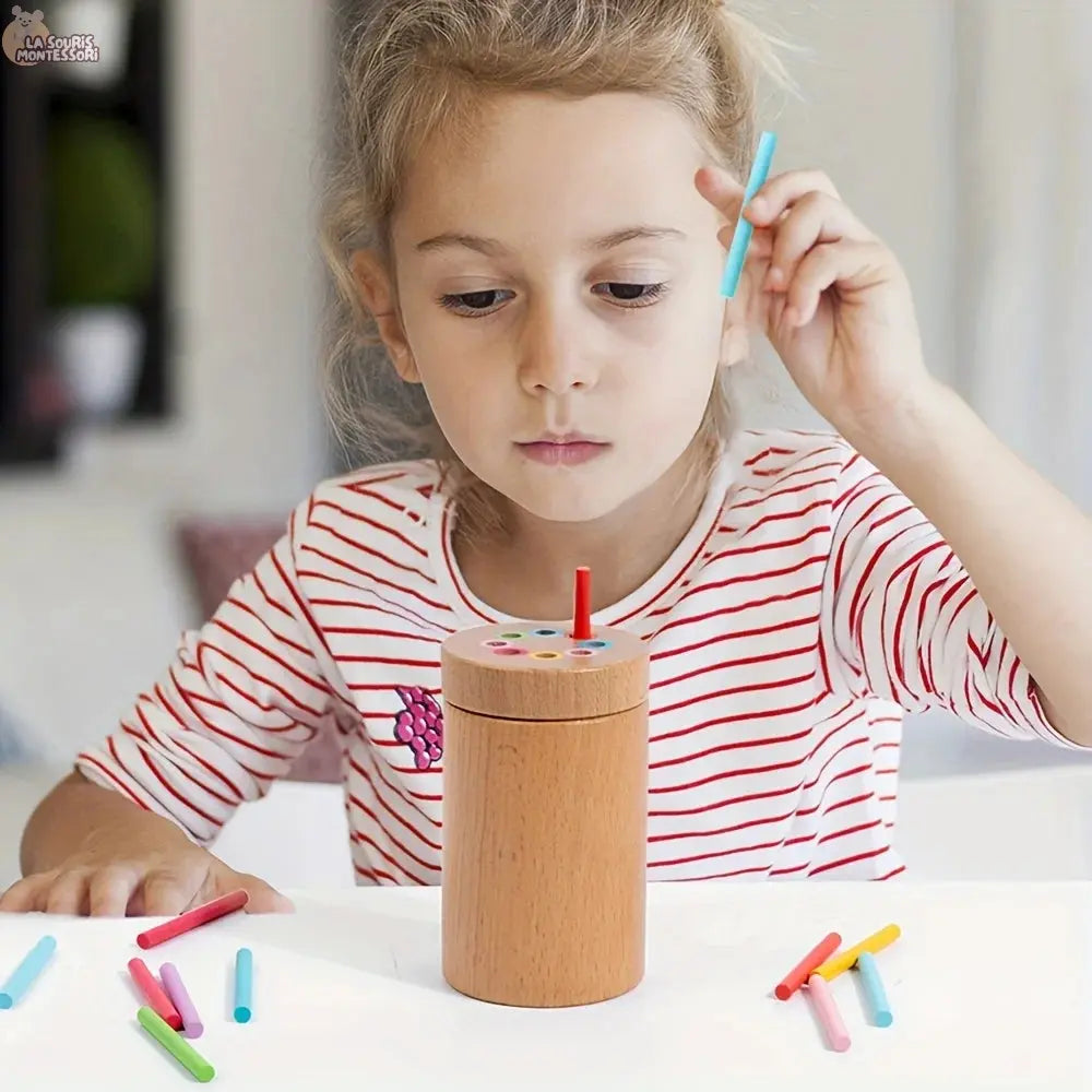 Montessori Wooden Learning Color Sorting Toys for Toddlers Fine Motor Sensory Developmental Matching Games Busy Board Toys La Souris Montessori