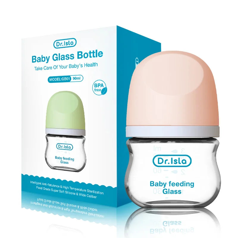 Dr.isla Anti-Choke Baby Bottle Newborn Glass Bottles 90/160ML Anti-flatulence Milk Feeding Bottles Infant BPA Free 0-3 Month La Souris Montessori