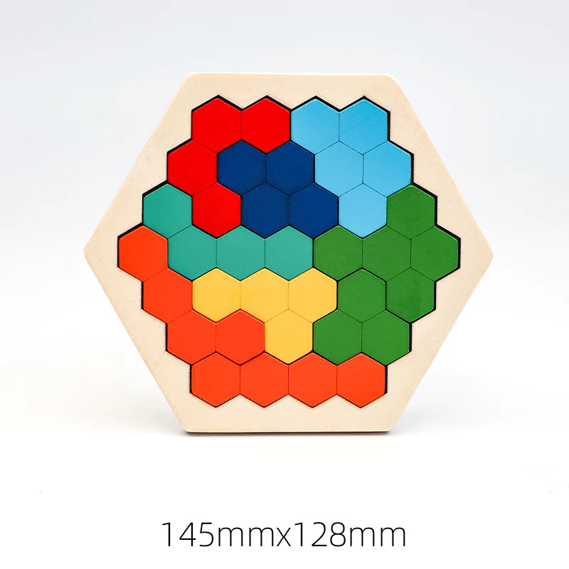 Wooden Blocks Puzzle Brain Teasers Toy Tangram Jigsaw Intelligence Colorful 3D Russian Blocks Montessori Educational La Souris Montessori