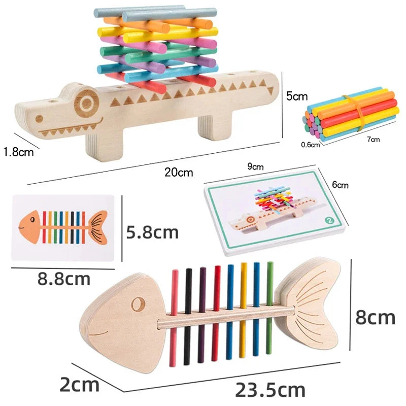 Montessori Color Matching Sensory Toys Wooden Balance Stick Fine Training Game Puzzle Toy For Boys Girls Birthday Christmas Gift La Souris Montessori