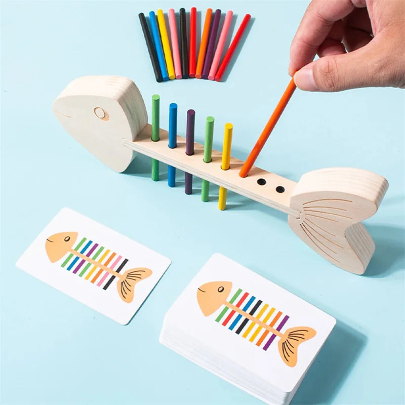 Montessori Color Matching Sensory Toys Wooden Balance Stick Fine Training Game Puzzle Toy For Boys Girls Birthday Christmas Gift La Souris Montessori