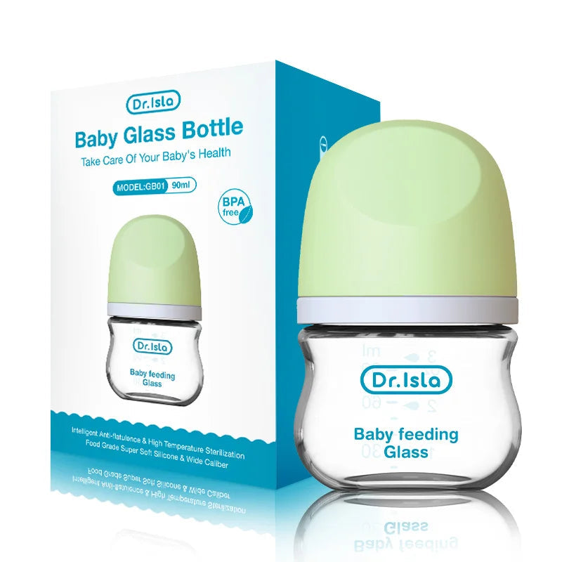 Dr.isla Anti-Choke Baby Bottle Newborn Glass Bottles 90/160ML Anti-flatulence Milk Feeding Bottles Infant BPA Free 0-3 Month La Souris Montessori