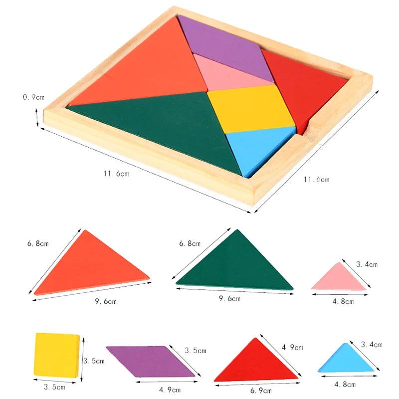 Wooden Blocks Puzzle Brain Teasers Toy Tangram Jigsaw Intelligence Colorful 3D Russian Blocks Montessori Educational La Souris Montessori