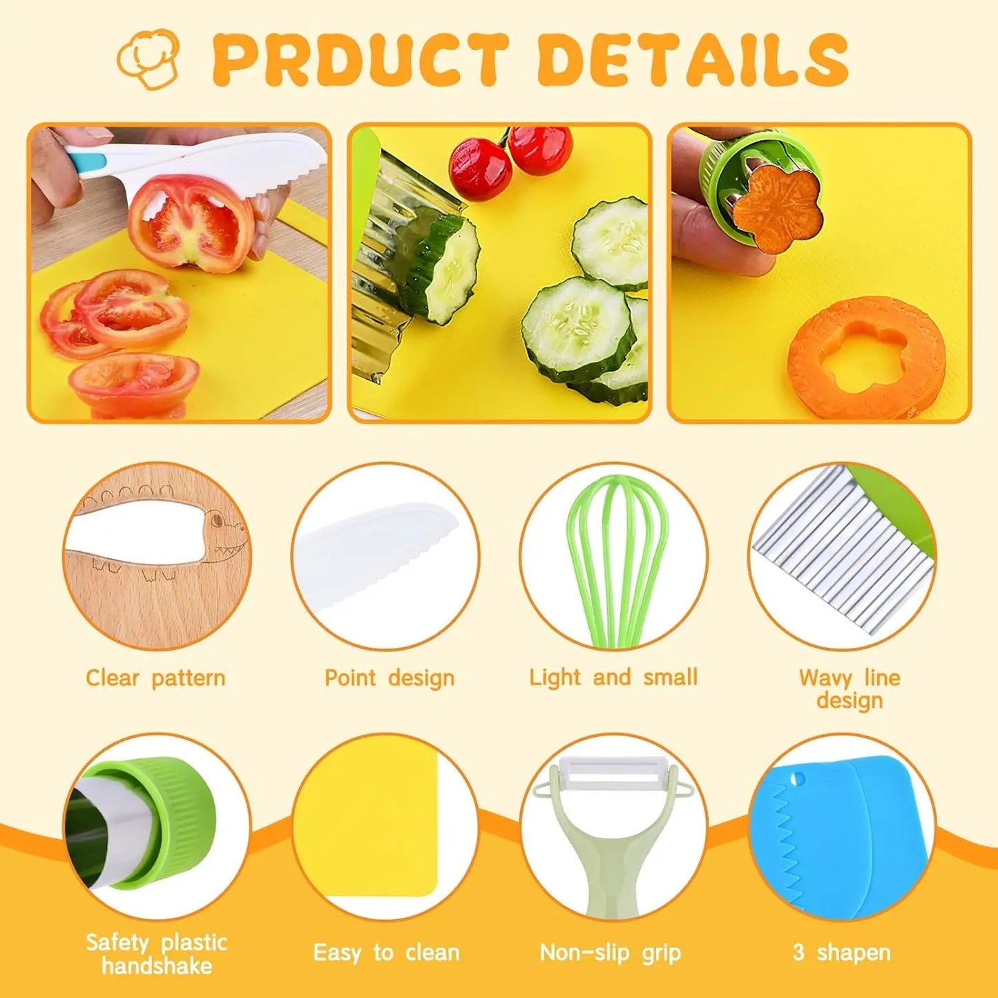 17PCS Kids Cooking sets Real Cooking Montessori Kitchen Tools for Toddlers Kids Safe Knives for 2/3/4/5/6/7/8 Year Old La Souris Montessori