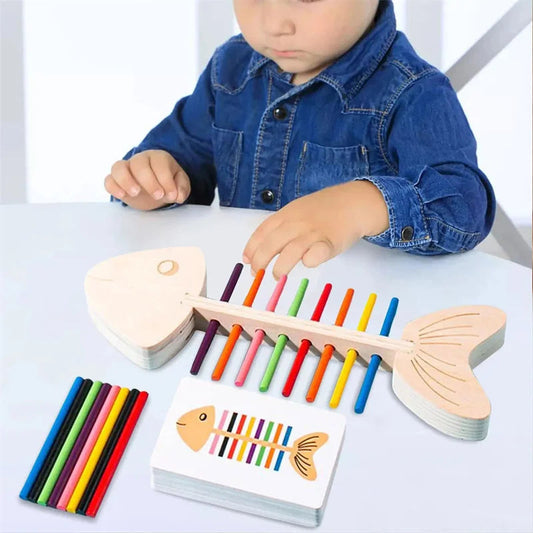 Montessori Color Matching Sensory Toys Wooden Balance Stick Fine Training Game Puzzle Toy For Boys Girls Birthday Christmas Gift La Souris Montessori
