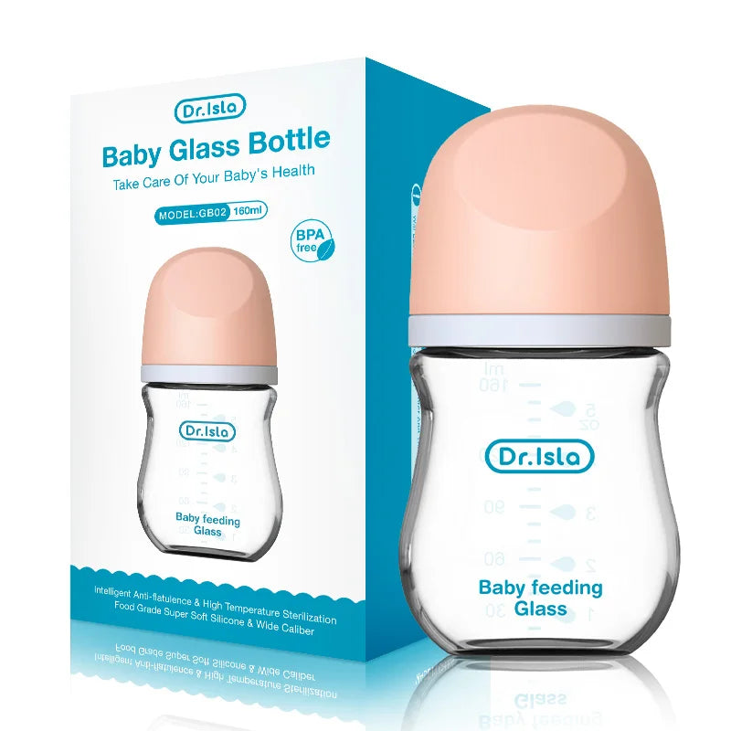 Dr.isla Anti-Choke Baby Bottle Newborn Glass Bottles 90/160ML Anti-flatulence Milk Feeding Bottles Infant BPA Free 0-3 Month La Souris Montessori