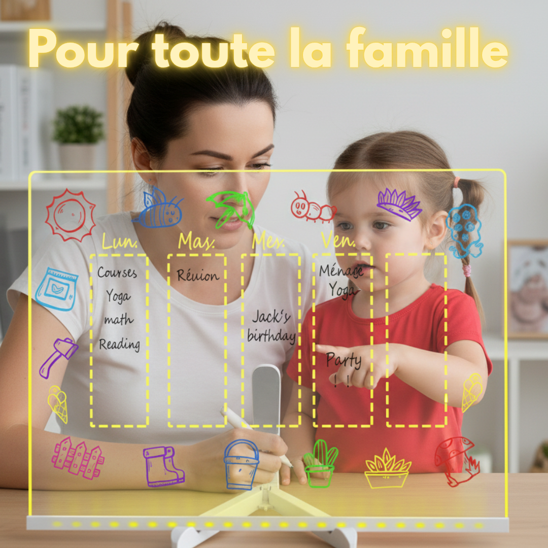 LED Note Board Night Light With Colorful 7 Pens DIY Acrylic Message Board Erasable Painting Drawing Board For Kids Birthday Gift La Souris Montessori