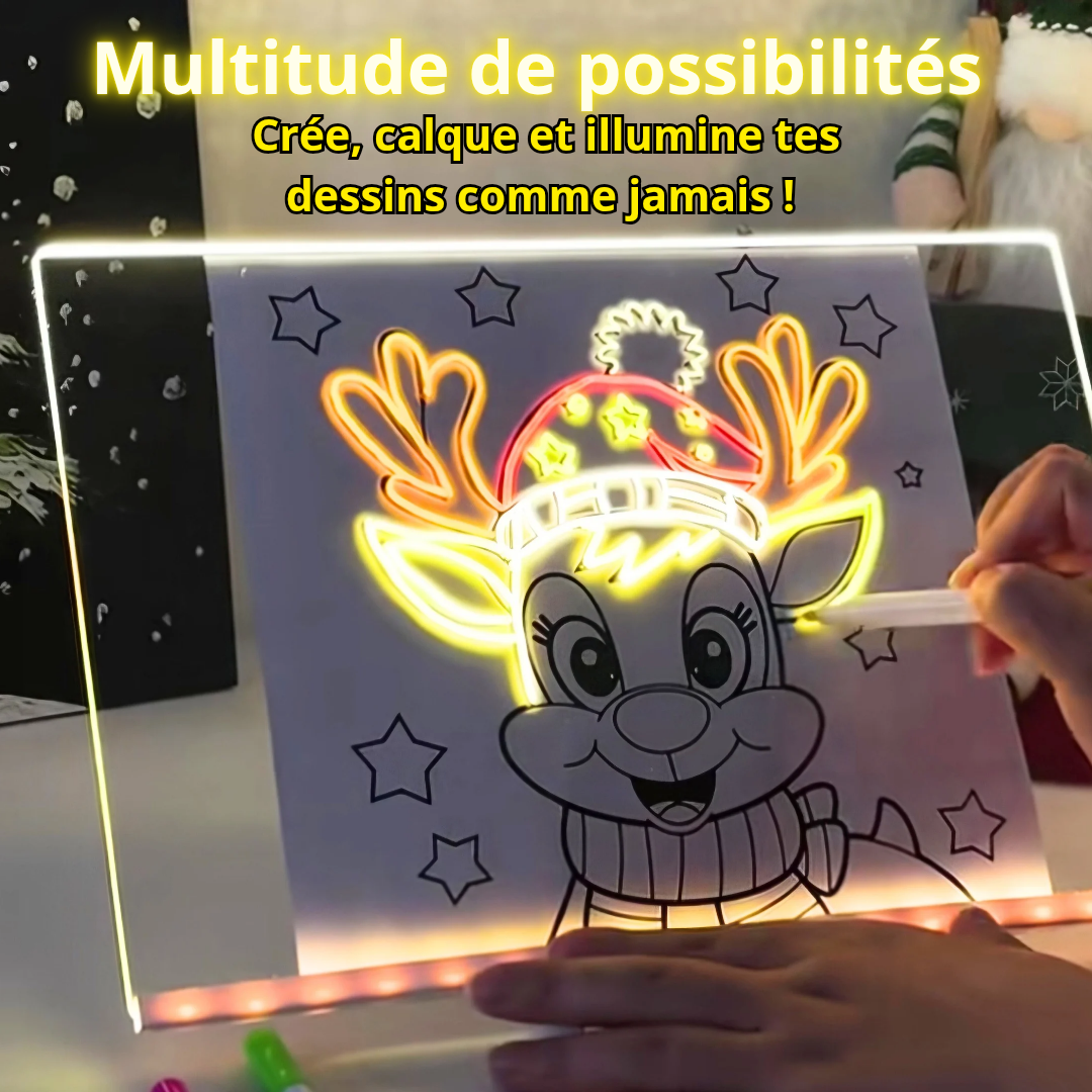 LED Note Board Night Light With Colorful 7 Pens DIY Acrylic Message Board Erasable Painting Drawing Board For Kids Birthday Gift La Souris Montessori